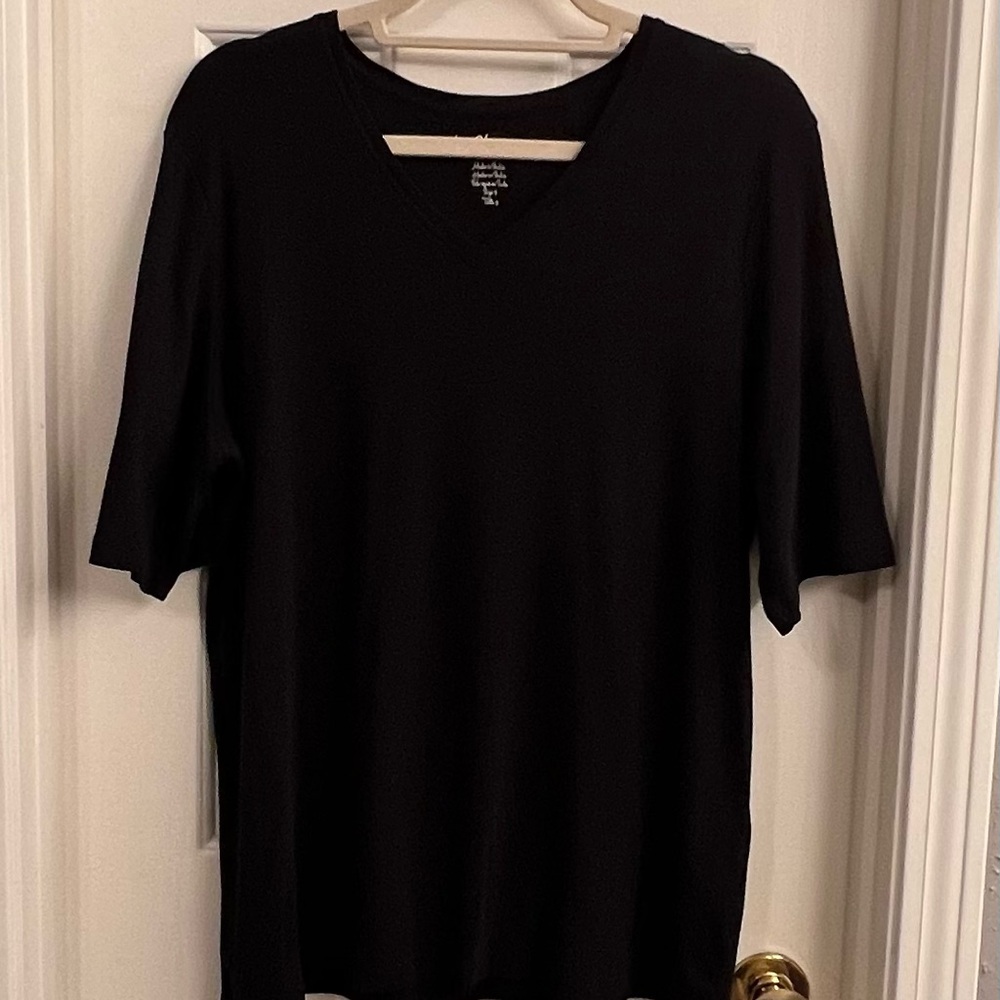 Ladies Chico’s Black Shirt Short Sleeve Size 3